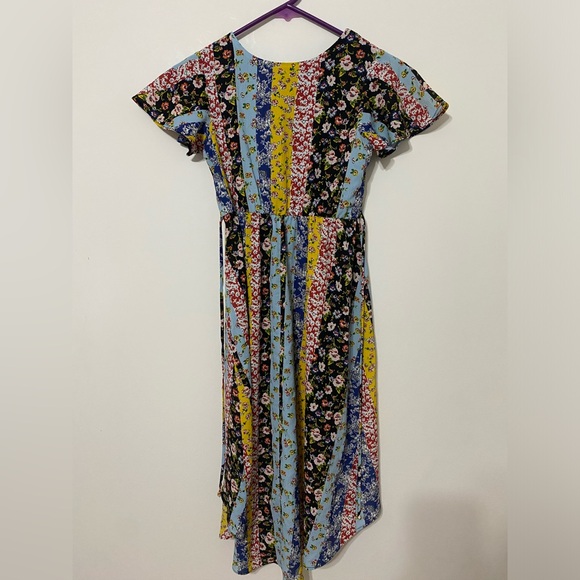 by&by Girls Multicolor Floral Patchwork High Low Back Tie String Size 7 - Picture 6 of 9